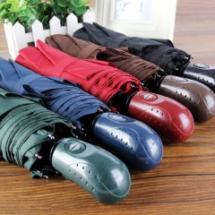 国产 全自动自开自收黑色雨伞三折叠伞商务伞晴雨伞双人伞