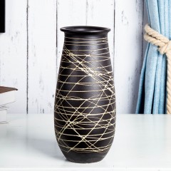 国产 花瓶欧式黑色陶瓷仿真干插花简约瓷器客厅摆件餐桌装饰品创意插花