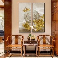 国产 新中式客厅玄关装饰画中国风卧室书房壁画餐厅禅意花鸟两联挂画