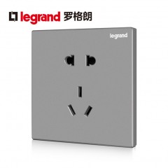 罗格朗 深砂银色86型逸景二三插五孔插座面板开关家用墙壁灰色
