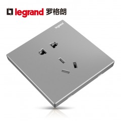 罗格朗 深砂银色86型逸景二三插五孔插座面板开关家用墙壁灰色