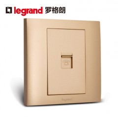 罗格朗 漫金香槟金电话插座开关面板86型仕界电话插座面板