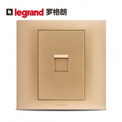 罗格朗 漫金香槟金电话插座开关面板86型仕界电话插座面板