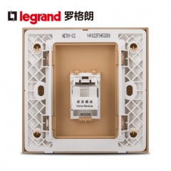 罗格朗 漫金香槟金电话插座开关面板86型仕界电话插座面板