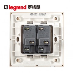 罗格朗 香槟金2开双控86型双开双控开关面板 二开双控面板墙壁