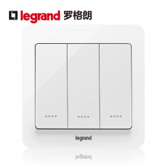 罗格朗 逸典圆三开单控三联3开三位家用墙壁电灯开关面板86型