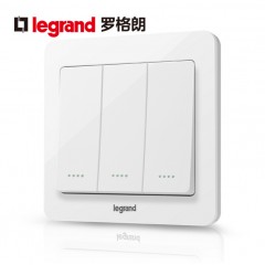 罗格朗 逸典圆三开单控三联3开三位家用墙壁电灯开关面板86型