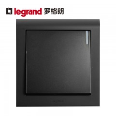罗格朗 黑色一开单控带LED灯指示单开单联面板家用一位电灯开关