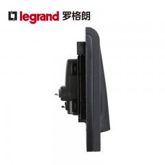 罗格朗 黑色一开单控带LED灯指示单开单联面板家用一位电灯开关