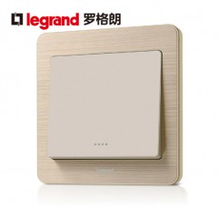 罗格朗 开关插座面板细金纹单开双控荧光开关 一开双控开关荧光