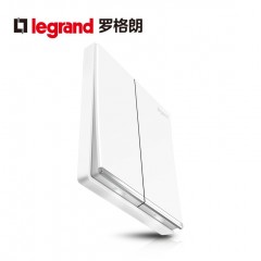 罗格朗 大面板双开二开单控二位面板家用双联电灯开关2开墙壁