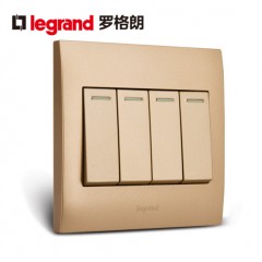 罗格朗 三位单控带荧光开关面板86型三开单控荧光3开墙壁开关