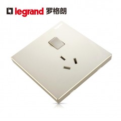 罗格朗 开关插座面板仕典米兰金10A三孔带开关墙壁电源86型