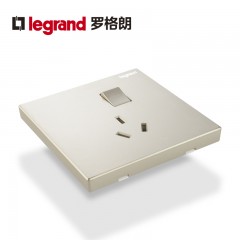 罗格朗 开关插座面板仕典米兰金10A三孔带开关墙壁电源86型