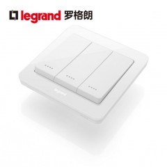 罗格朗 家用逸典三联双控3开三位三开双控开关面板暗装86型墙壁
