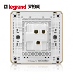 罗格朗 双开单控荧光开关面板 细金纹86型二开单控开关带荧光面板