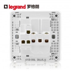 罗格朗 开关插座面板冰莹白五孔一开双控面板五孔带双控开关五孔