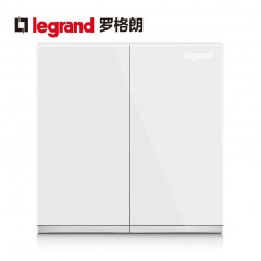 罗格朗 家用大面板双联双控2开二位双开双控开关面板楼梯86型
