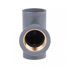 国产 灰色PVC铜内牙螺纹三通管件 20/25/32PVC排水管内丝三通4分6分1寸