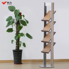 国产 报刊架报纸架铝合金书报架杂志架 金属资料展示宣传落地多层展架 A4资料架落地 木质文件收纳展示架