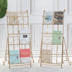 国产 简约铁艺落地书报架杂志报刊书架办公室报纸架大厅客厅摆放展示架