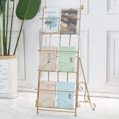 国产 简约铁艺落地书报架杂志报刊书架办公室报纸架大厅客厅摆放展示架