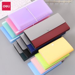 得力 文件夹小巧风琴包按扣票据文件袋小号多功能迷你单据账单收纳册发票欠条办公家用证件分类12格多层票据盒