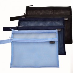 得力 手提网纱双袋A5夹袋A4拉链袋物品文件收纳学生办公资料卷子夹5578/5576质量质感双袋双层拉链夹袋子 2个装