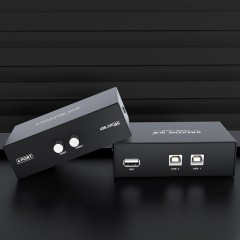 ☆山泽 SAMZHE USB打印机共享器 2进1出2口USB手动切换器 多台电 TECLAST 脑共用打印机 二进一出 免驱BL-202W