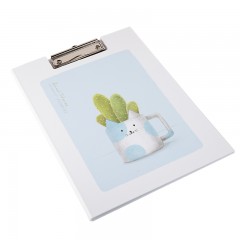 得力 72528板夹文件夹试卷考卷夹本硬纸板垫板夹书写用写字多用途强力夹板萌兔萌猫可爱简约学生文具用品收纳