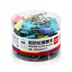 得力 彩色长尾票夹学生金属燕尾夹25mm办公用用品资料夹子48只/筒