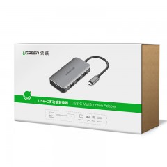 绿联CM136Type-C扩展坞USB-C转3.0HUB+VGA转换器 带PD充电50210