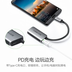 绿联CM160 Type-c转VGA转换器带PD供电USB-C笔记本接投影50315