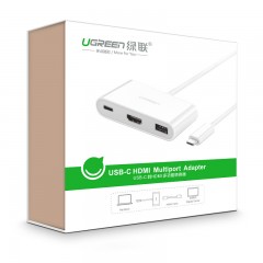 绿联US163 Type-C扩展坞 USB-C转HDMI+USB3.0带PD供电30377