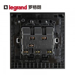 TCL罗格朗黑色三开单控三联单控面板家用三位电灯开关3开单控86型