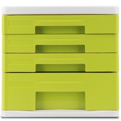 得力 档案柜抽屉式收纳箱4层办公桌面文件箱 9762