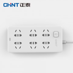 正泰 电工新国标保护门六位插座多功能插排接线板插线板排插拖线板 Sunrise 3-1260 (1.8m)