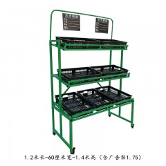 国产 加厚四层带轮蔬菜店展示架干果糖果架子可移动水果货架