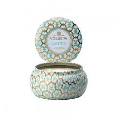 VOLUSPA Blanc白色家居系列-金属 双烛芯装饰罐 香薰蜡烛