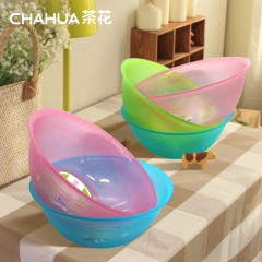 茶花 洗菜盆塑料水果盆创意圆形果蔬盆蔬菜盆厨房盆子搅拌盆小脸盆 23CM