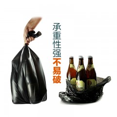 笑妈妈 黑色垃圾袋15L 加厚平口点断式家用厨房清洁收纳商务塑料袋30只 中号
