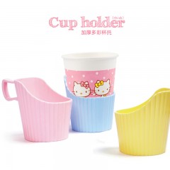 宜洁 杯托一次性纸杯水杯杯架杯拖塑料杯套隔热防烫办公室家用6只