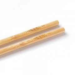 宜洁 竹筷子雕刻鱼纹筷家用30双套装家庭装筷子防滑卫生竹筷Y-9600