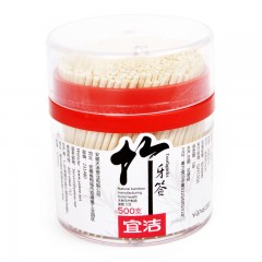 宜洁 1500只牙签一次性单头细环保竹牙签餐厅酒店家用3筒装 Y-9746