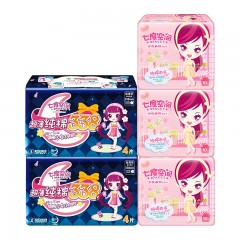 七度空间 少女系列纯棉超薄日夜组合装245mm+338mm共38片卫生巾