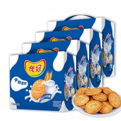 优冠 饼干牛奶香脆原味1000g*4箱 早餐大包装超值装