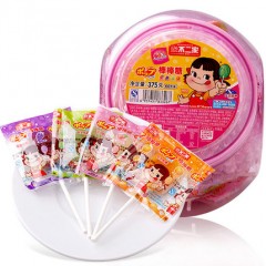 不二家 棒棒糖375克60支桶装 儿童糖果休闲零食硬糖生日糖果水果味