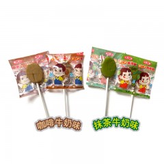 不二家 抹茶咖啡牛奶味棒棒糖20支116g 儿童糖果零食品