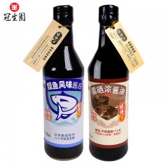 冠生园 好伴牌 露晒浓酱油+鲣鱼风味酱油 508ml*2瓶混合