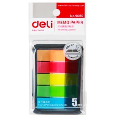 得力 9060 百事帖45*12mm便签纸便贴条荧光膜指示条分类指示贴